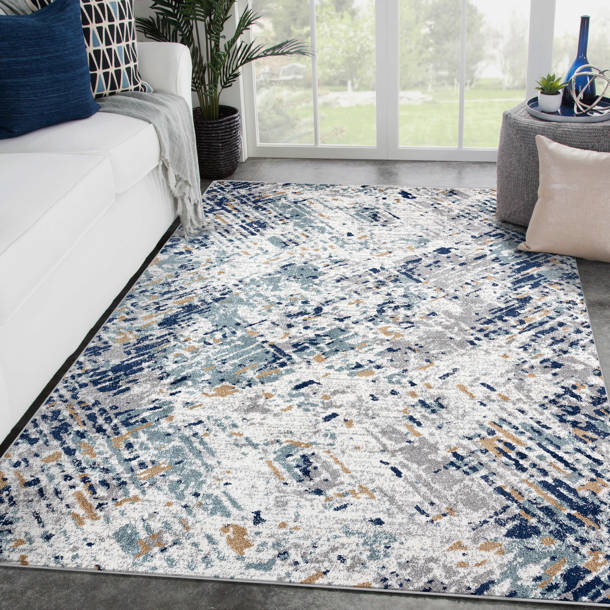 17 Stories Thorold Performance Blue Rug & Reviews Wayfair